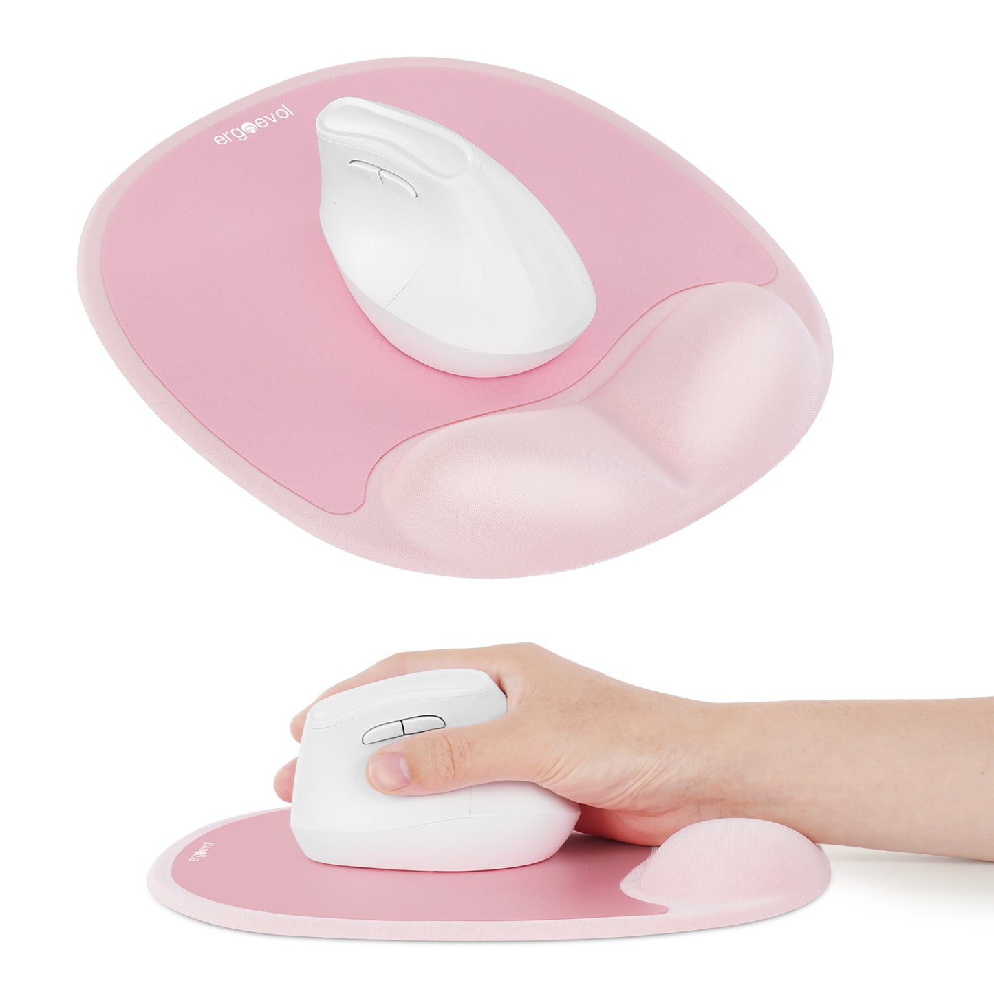 Ergoevol Ergonomic Mouse Pad with Wrist Rest for Ergonomic Vertical Mouse Memory Foam Model(Blush Pink)