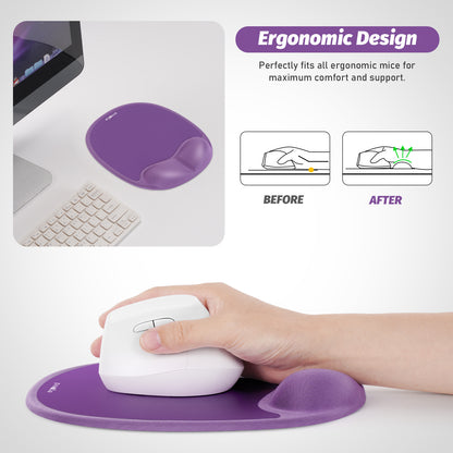 Ergoevol Ergonomic Mouse Pad with Wrist Rest for Ergonomic Vertical Mouse Memory Foam Model(Lavender Purple)