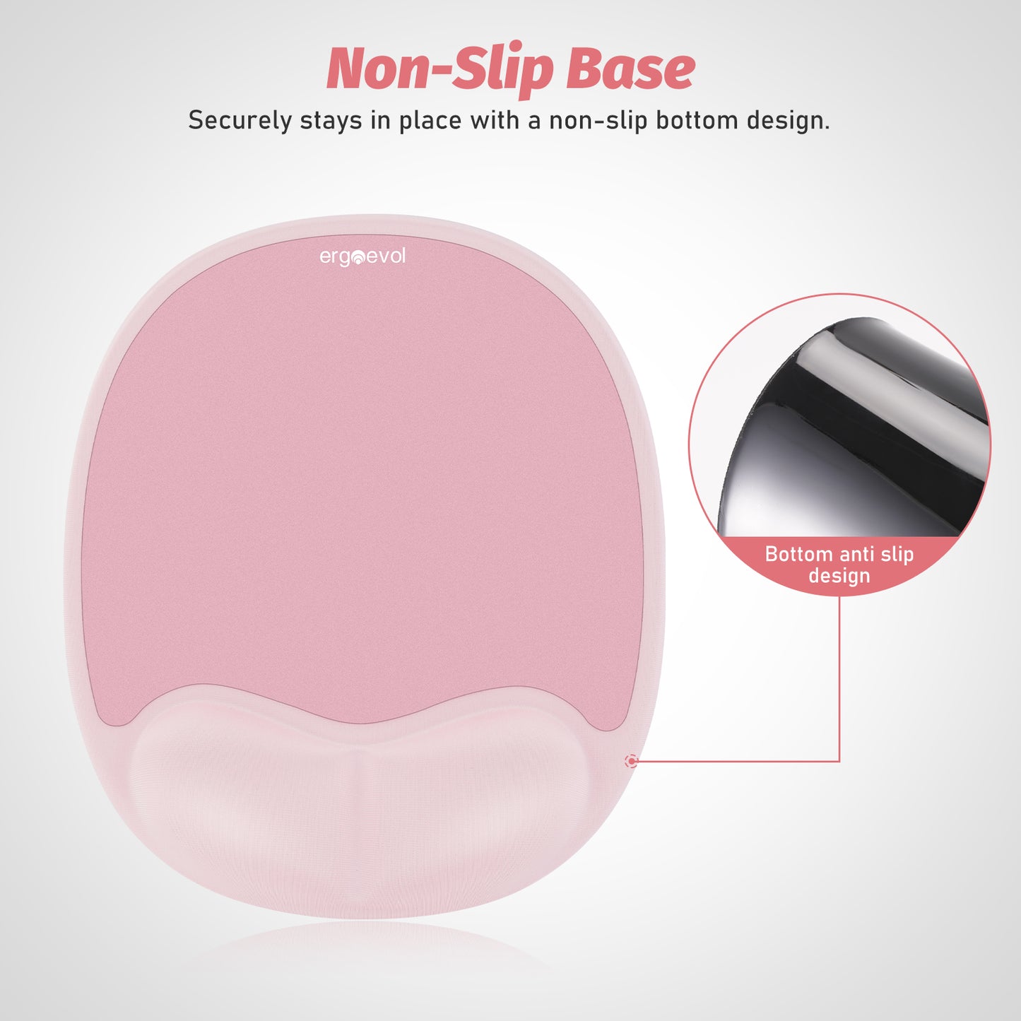 Ergoevol Ergonomic Mouse Pad with Wrist Rest for Ergonomic Vertical Mouse Memory Foam Model(Blush Pink)