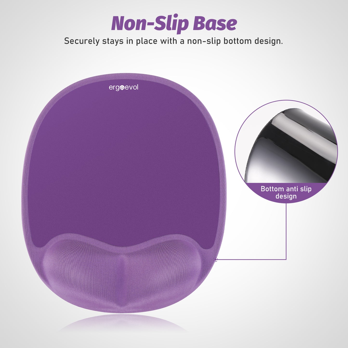 Ergoevol Ergonomic Mouse Pad with Wrist Rest for Ergonomic Vertical Mouse Memory Foam Model(Lavender Purple)