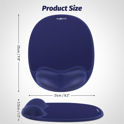 Ergoevol Ergonomic Mouse Pad with Wrist Rest for Ergonomic Vertical Mouse Memory Foam Model(Midnight Blue)