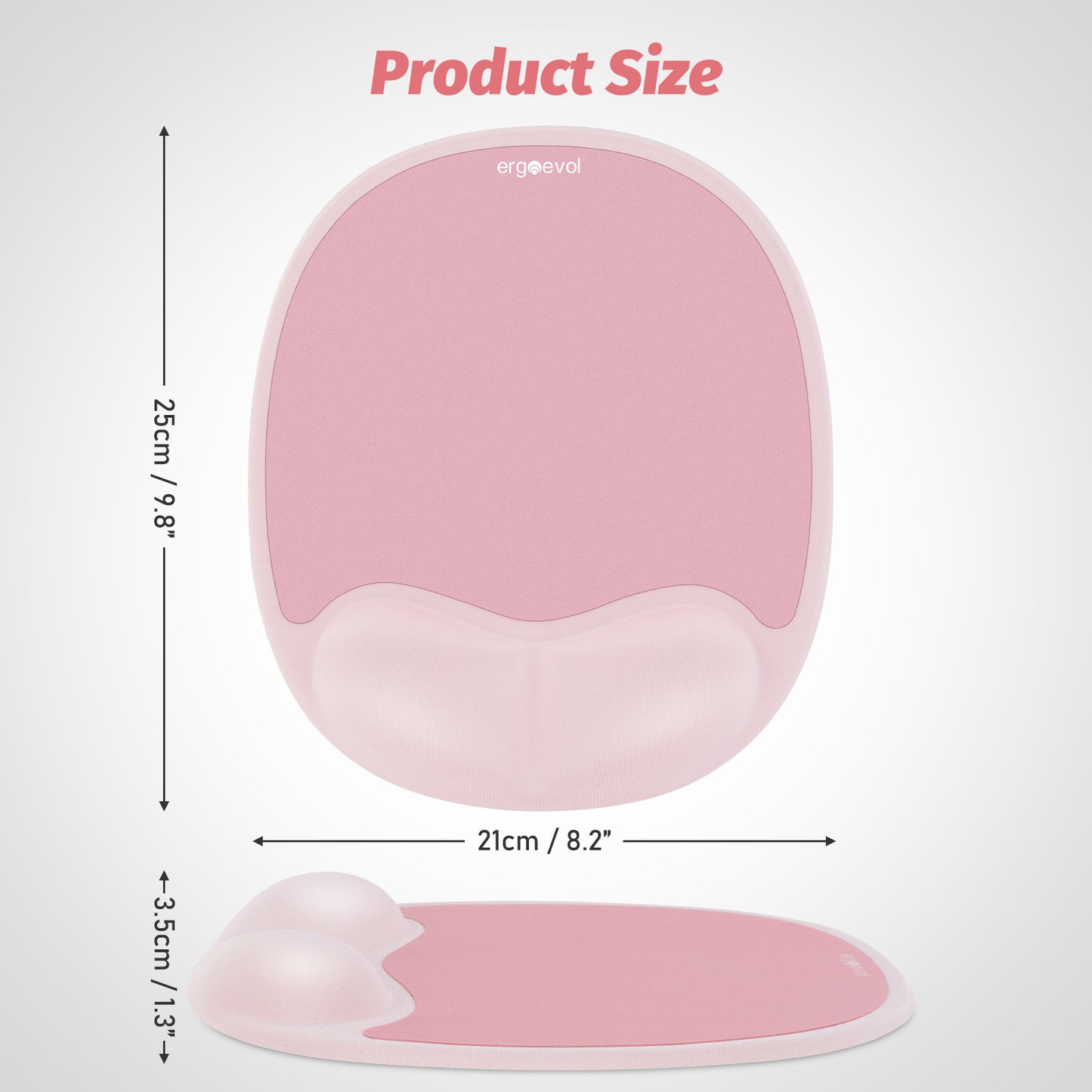 Ergoevol Ergonomic Mouse Pad with Wrist Rest for Ergonomic Vertical Mouse Memory Foam Model(Blush Pink)