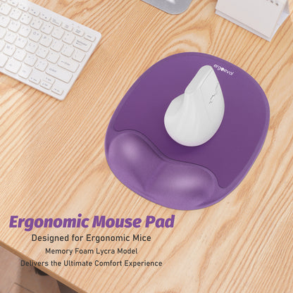 Ergoevol Ergonomic Mouse Pad with Wrist Rest for Ergonomic Vertical Mouse Memory Foam Model(Lavender Purple)