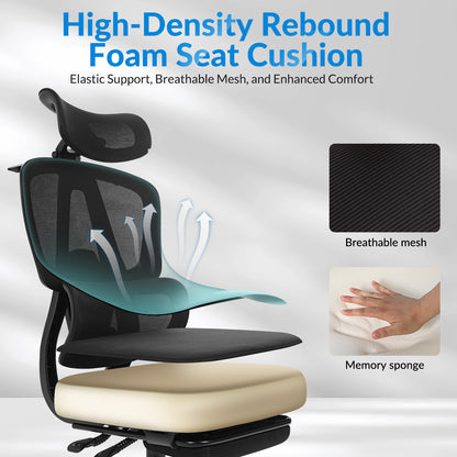 INNOEVOL Ergonomic Chair with 3D Armrests & Lumbar Support – Adjustable Headrest & Footrest EC60