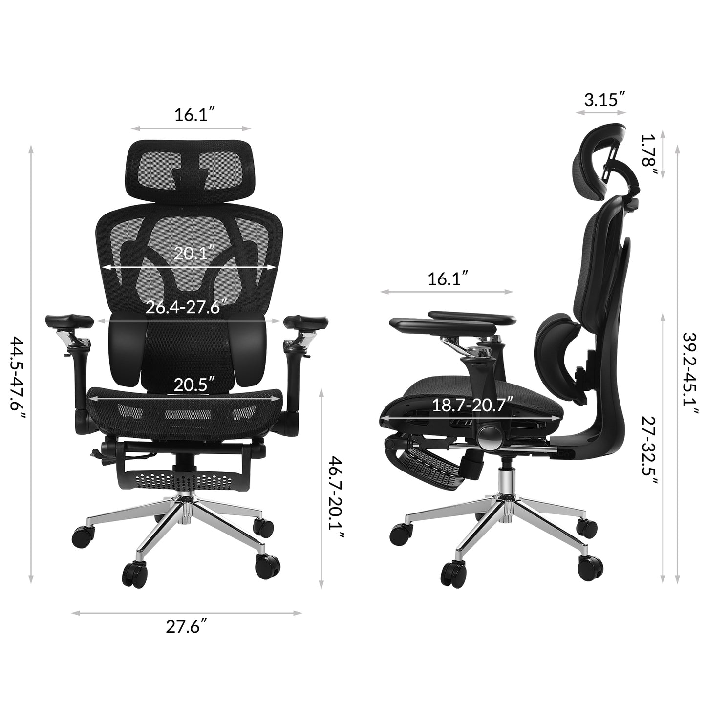 INNOEVOL Ergonomic Office Chair with 9D Armrests, 8D Headrest & Reclining Backrest – High Back Mesh Desk Chair with Lumbar Support and Footrest EC90