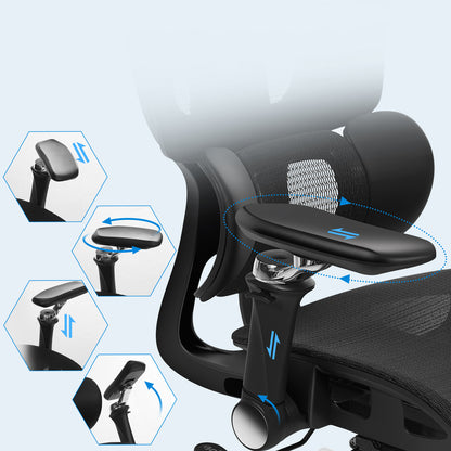 INNOEVOL Ergonomic Office Chair with 9D Armrests, 8D Headrest & Reclining Backrest – High Back Mesh Desk Chair with Lumbar Support and Footrest EC90