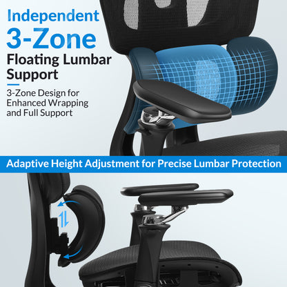 INNOEVOL Ergonomic Office Chair with 9D Armrests, 8D Headrest & Reclining Backrest – High Back Mesh Desk Chair with Lumbar Support and Footrest EC90