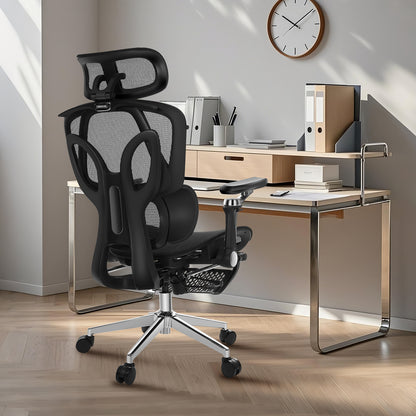 INNOEVOL Ergonomic Office Chair with 9D Armrests, 8D Headrest & Reclining Backrest – High Back Mesh Desk Chair with Lumbar Support and Footrest EC90