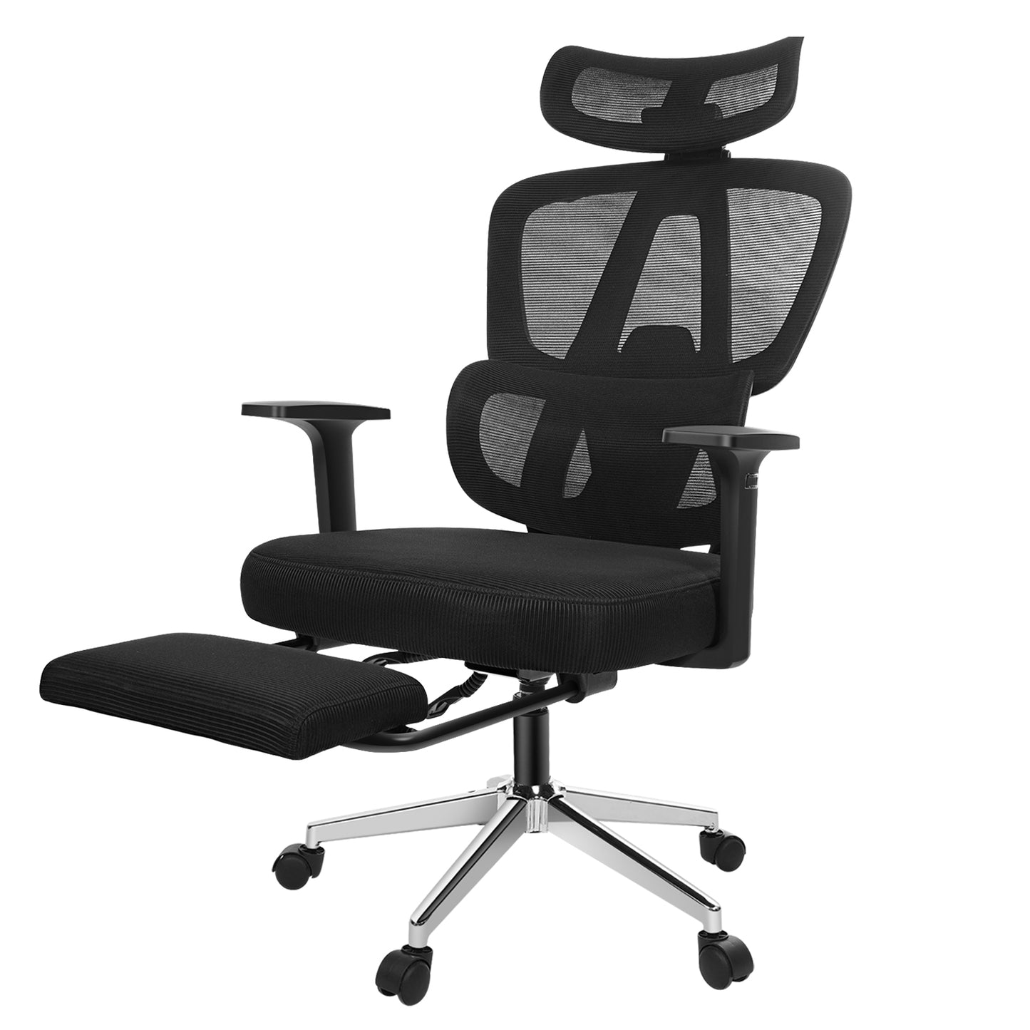 INNOEVOL Ergonomic Chair with 3D Armrests & Lumbar Support – Adjustable Headrest & Footrest EC60